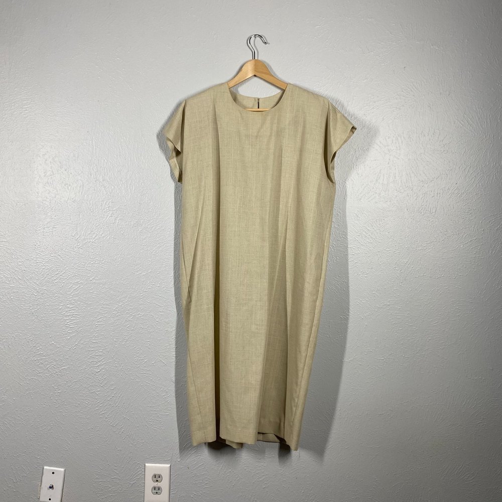 NO BRAND - Linen Oversized Midi Dress - Size L